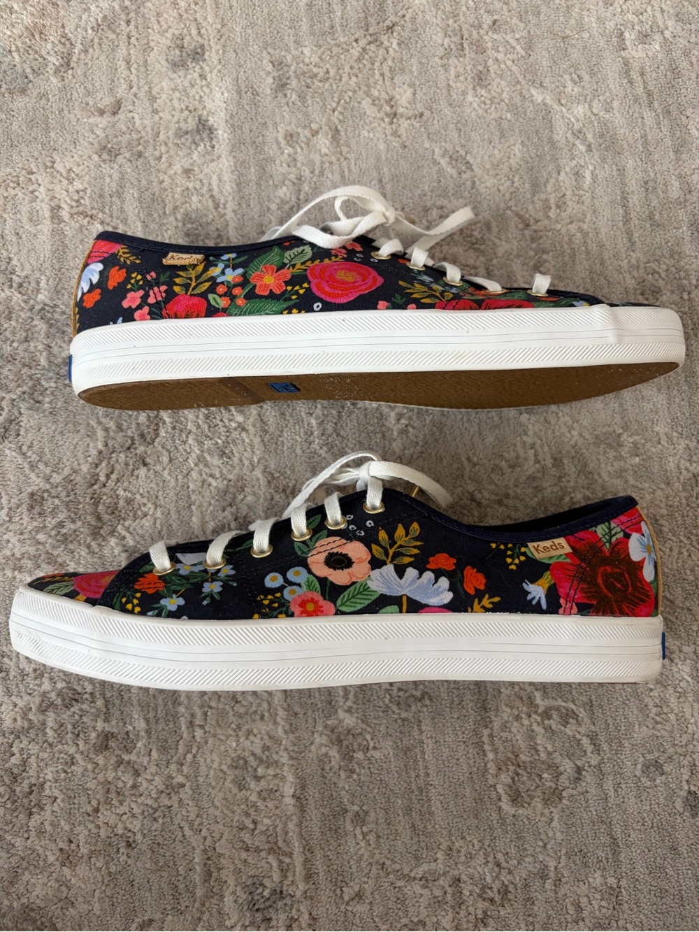 NWOB Keds By Rifle Paper Co Women's Size 9.5 Sneaker Navy Blue Floral Shoes Chic - Picture 4 of 9